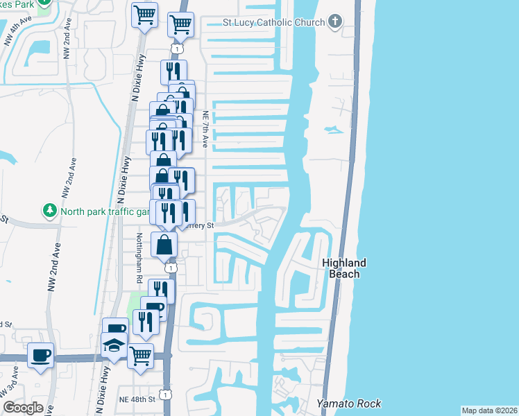 map of restaurants, bars, coffee shops, grocery stores, and more near 777 Jeffery Street in Boca Raton