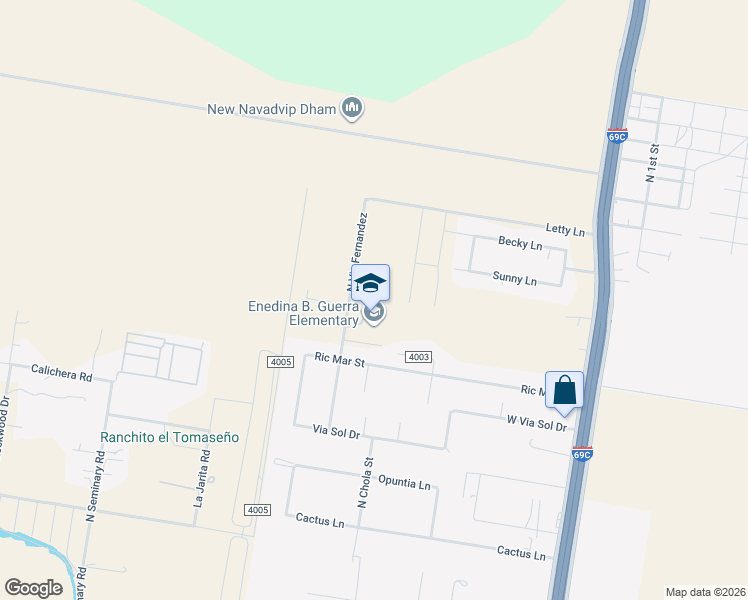 map of restaurants, bars, coffee shops, grocery stores, and more near 10010 Vía Fernandez in Edinburg