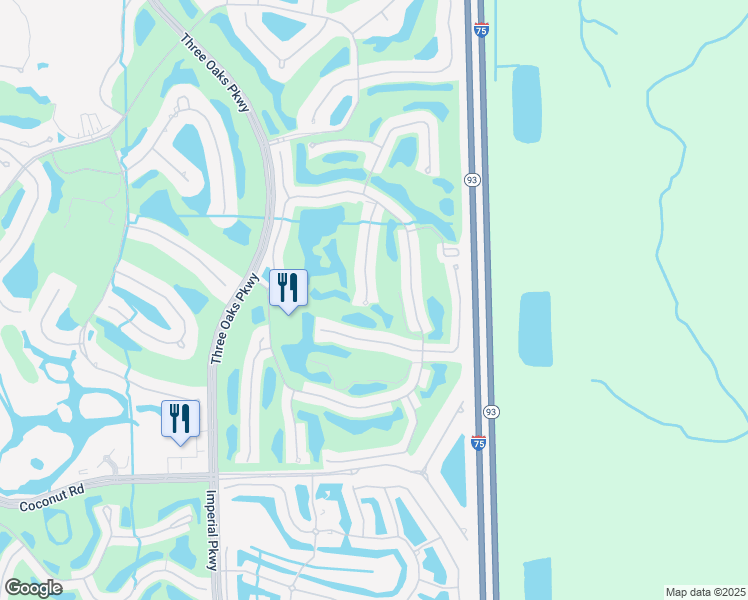 map of restaurants, bars, coffee shops, grocery stores, and more near 23501 Caraway Lakes Drive in Bonita Springs