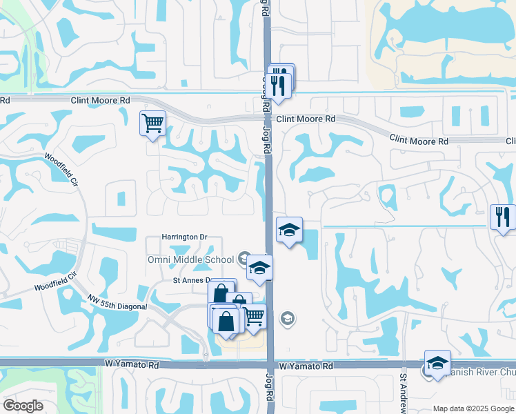 map of restaurants, bars, coffee shops, grocery stores, and more near 6048 Northwest 30th Way in Boca Raton