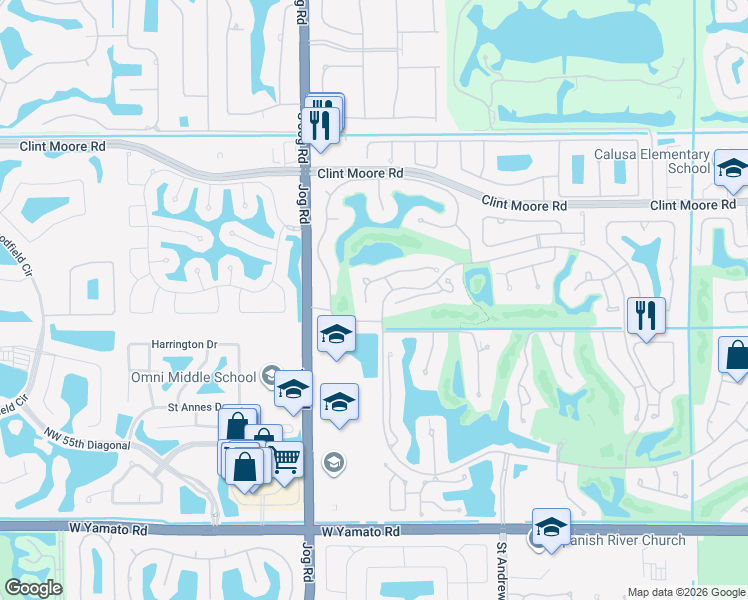 map of restaurants, bars, coffee shops, grocery stores, and more near 2684 Northwest 63rd Street in Boca Raton