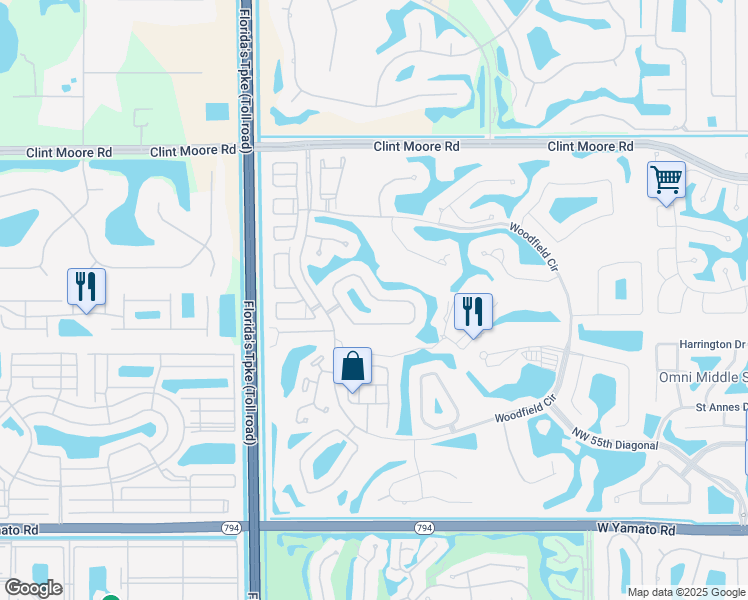 map of restaurants, bars, coffee shops, grocery stores, and more near 4153 Northwest 60th Circle in Boca Raton