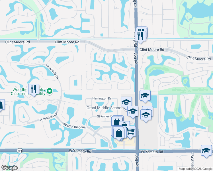map of restaurants, bars, coffee shops, grocery stores, and more near 3178 Northwest 61st Street in Boca Raton