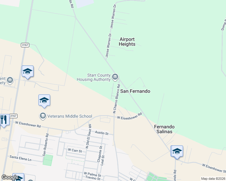 map of restaurants, bars, coffee shops, grocery stores, and more near 1988 North Charco Blanco Road in Rio Grande City