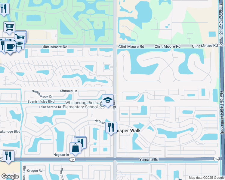 map of restaurants, bars, coffee shops, grocery stores, and more near 8975 Saddlecreek Drive in Boca Raton