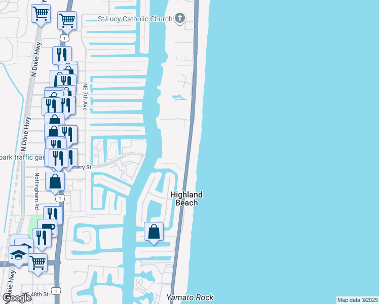 map of restaurants, bars, coffee shops, grocery stores, and more near 4023 Florida A1A in Highland Beach