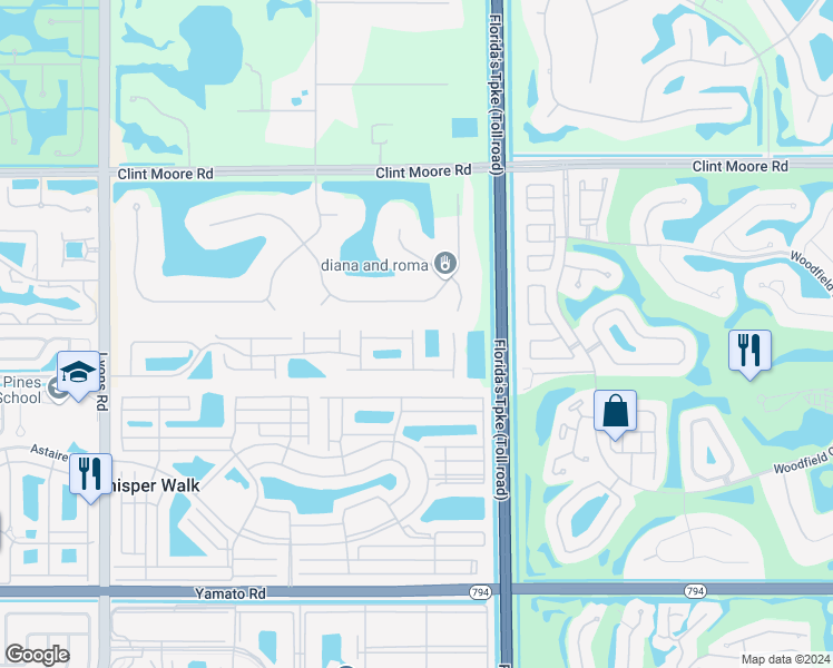 map of restaurants, bars, coffee shops, grocery stores, and more near 8195 Vía Bella in Boca Raton