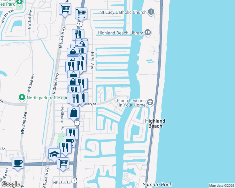 map of restaurants, bars, coffee shops, grocery stores, and more near 799 Jeffery Street in Boca Raton