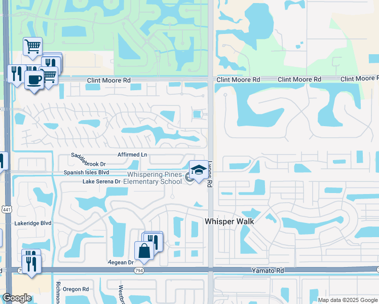 map of restaurants, bars, coffee shops, grocery stores, and more near 9045 Saddlecreek Drive in Boca Raton