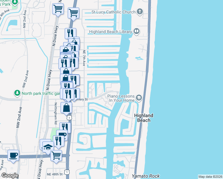 map of restaurants, bars, coffee shops, grocery stores, and more near 859 Jeffery Street in Boca Raton