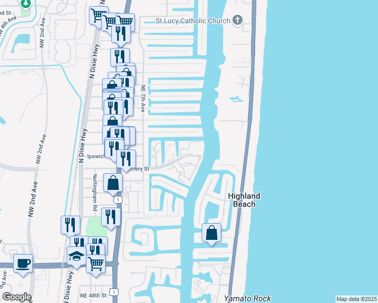 map of restaurants, bars, coffee shops, grocery stores, and more near 859 Jeffery Street in Boca Raton