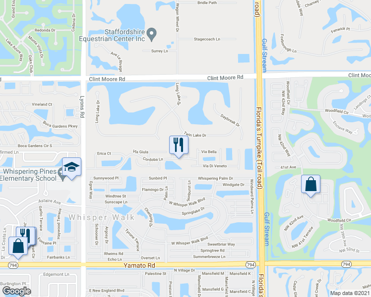 map of restaurants, bars, coffee shops, grocery stores, and more near 12607 Remo Court in Boca Raton