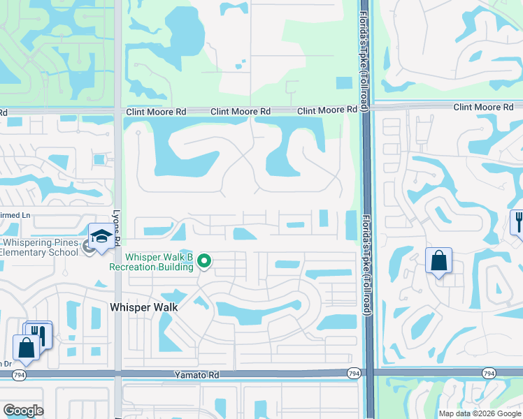 map of restaurants, bars, coffee shops, grocery stores, and more near 8640 Vía Reale in Boca Raton