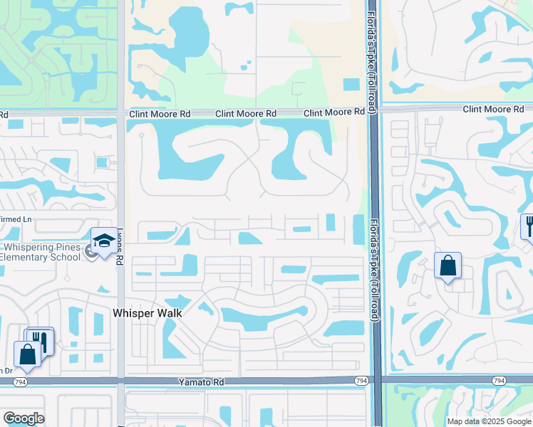 map of restaurants, bars, coffee shops, grocery stores, and more near 8694 Vía Reale in Boca Raton
