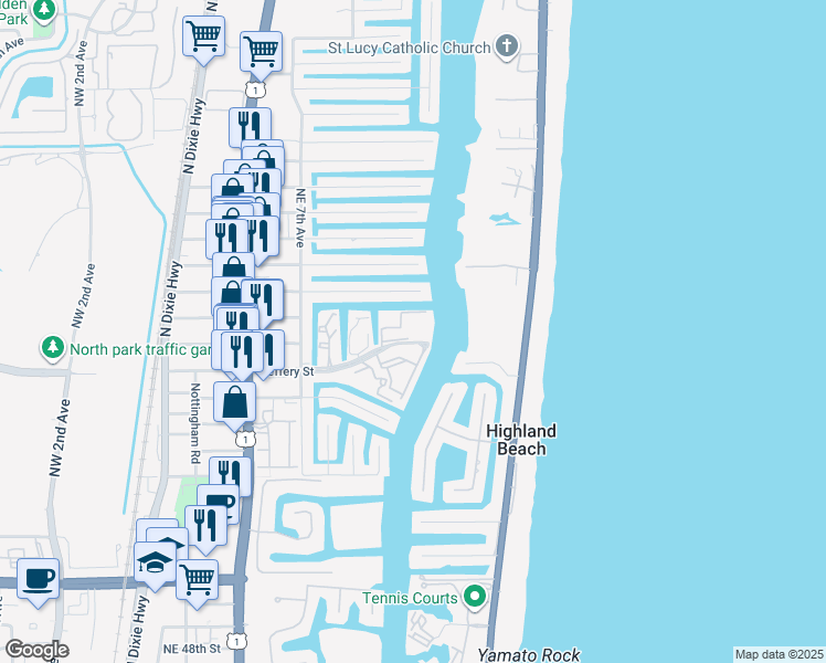 map of restaurants, bars, coffee shops, grocery stores, and more near 859 Jeffery Street in Boca Raton