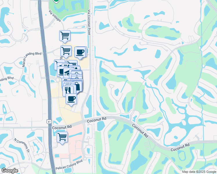 map of restaurants, bars, coffee shops, grocery stores, and more near 23024 Tree Crest Court in Bonita Springs