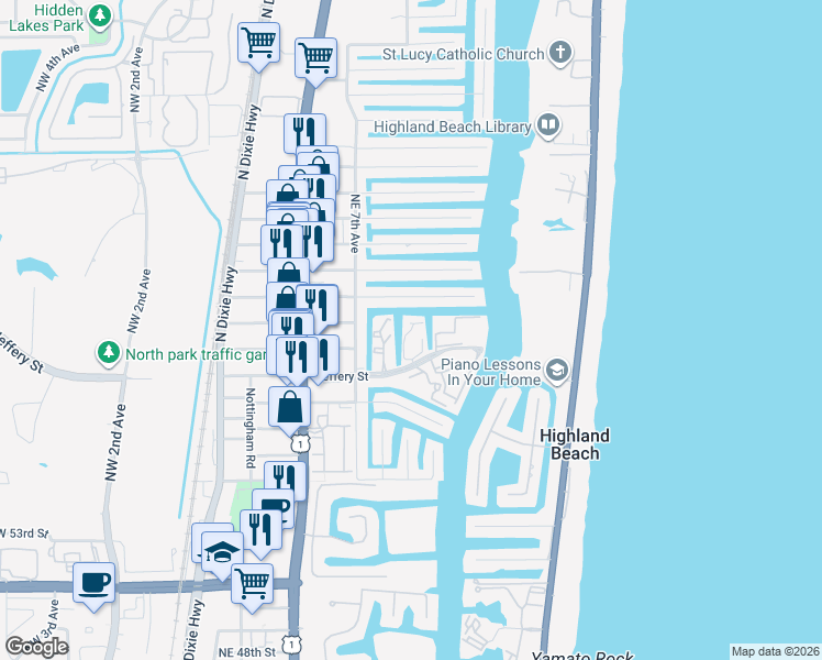 map of restaurants, bars, coffee shops, grocery stores, and more near 777 Jeffery Street in Boca Raton