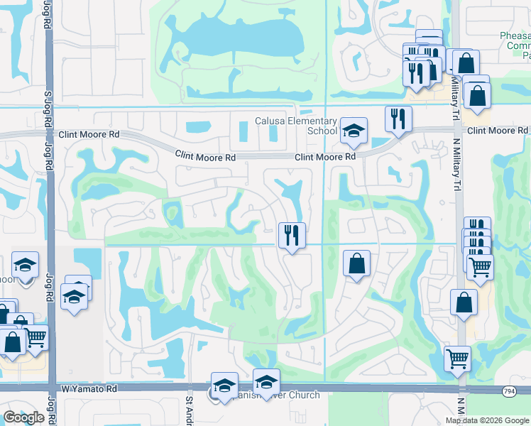 map of restaurants, bars, coffee shops, grocery stores, and more near 6048 Northwest 24th Terrace in Boca Raton