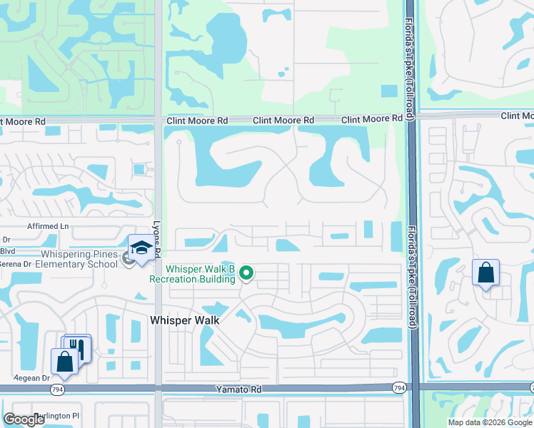 map of restaurants, bars, coffee shops, grocery stores, and more near 8597 Vía Giula in Boca Raton