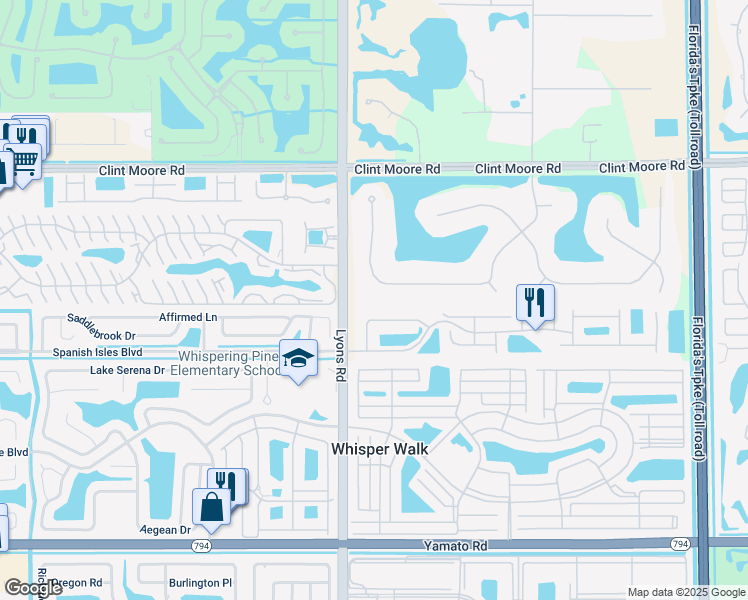 map of restaurants, bars, coffee shops, grocery stores, and more near 9799 Erica Court in Boca Raton