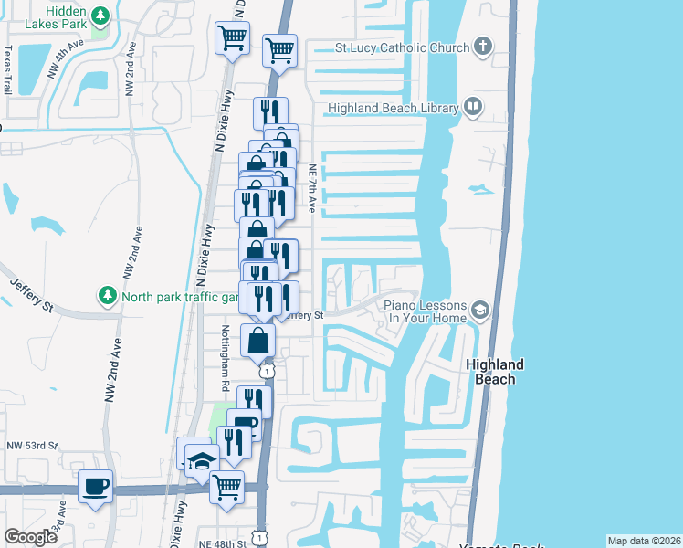 map of restaurants, bars, coffee shops, grocery stores, and more near 773 Jeffery Street in Boca Raton