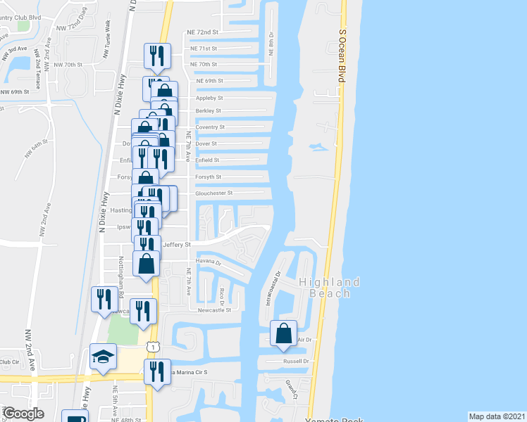 map of restaurants, bars, coffee shops, grocery stores, and more near 859 Jeffery Street in Boca Raton