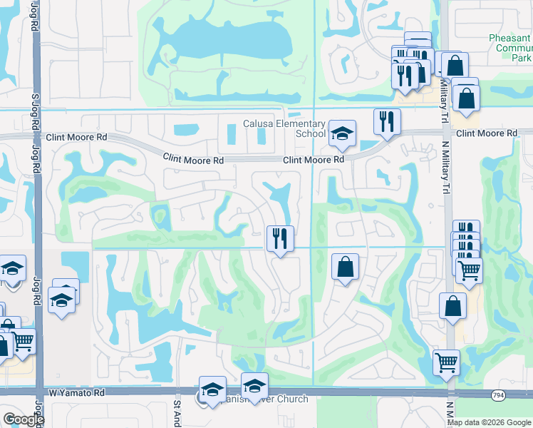 map of restaurants, bars, coffee shops, grocery stores, and more near 6048 Northwest 24th Terrace in Boca Raton