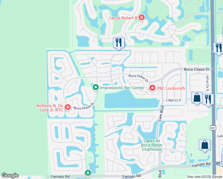map of restaurants, bars, coffee shops, grocery stores, and more near 10930 Lakemore Lane in Boca Raton