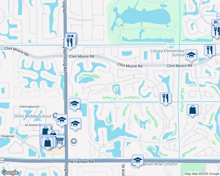 map of restaurants, bars, coffee shops, grocery stores, and more near 2572 Coco Plum Boulevard in Boca Raton