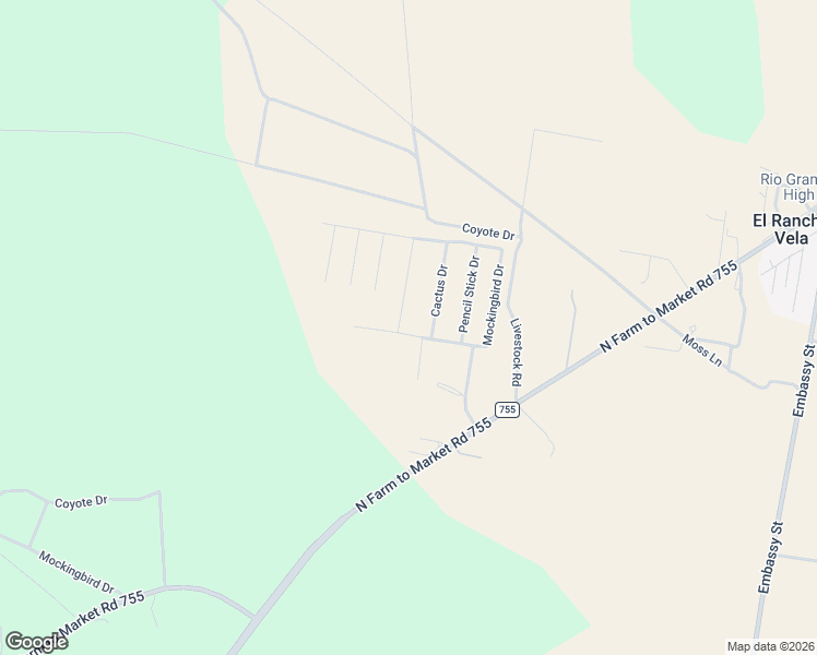 map of restaurants, bars, coffee shops, grocery stores, and more near 3508 Cat Claw Drive in Rio Grande City