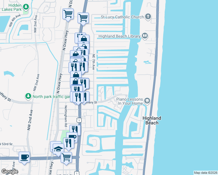 map of restaurants, bars, coffee shops, grocery stores, and more near 800 Glouchester Street in Boca Raton