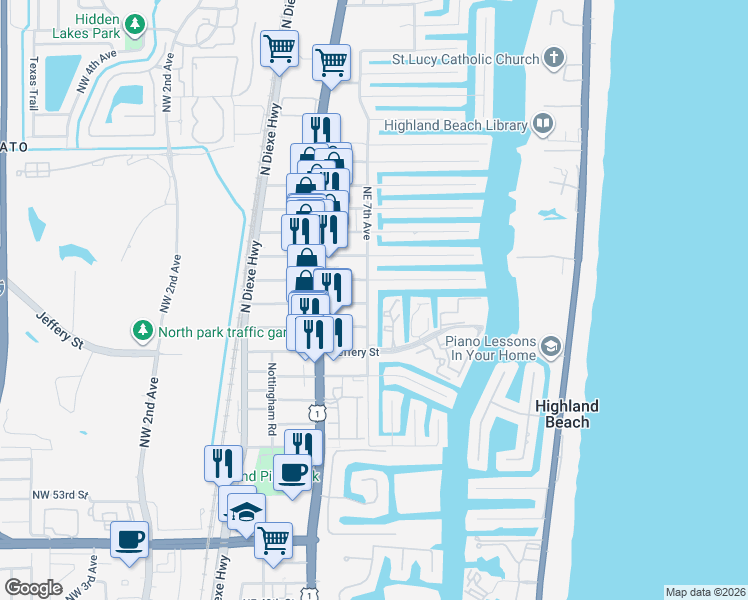 map of restaurants, bars, coffee shops, grocery stores, and more near 680 Glouchester Street in Boca Raton