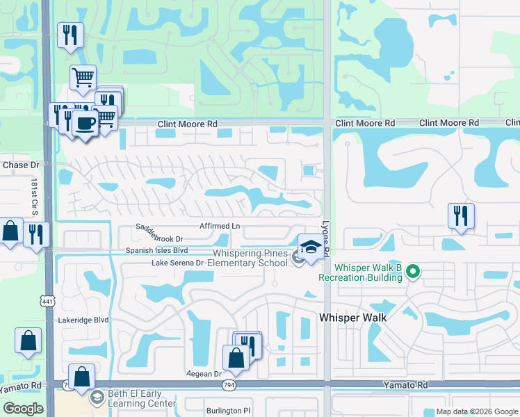 map of restaurants, bars, coffee shops, grocery stores, and more near 9287 Boca Gardens Circle South in Boca Raton