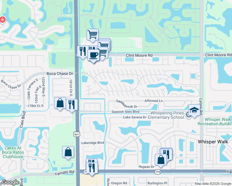 map of restaurants, bars, coffee shops, grocery stores, and more near 9767C Boca Gardens Parkway in Boca Raton