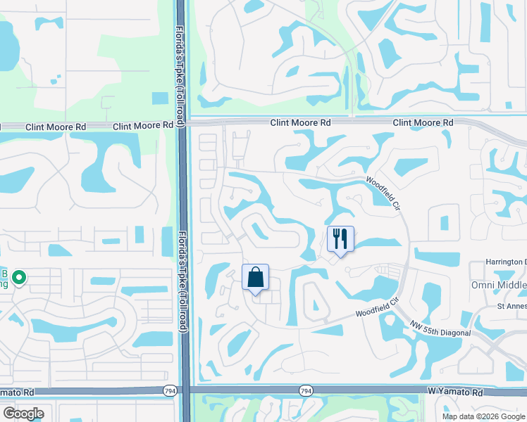 map of restaurants, bars, coffee shops, grocery stores, and more near 4167 Briarcliff Circle in Boca Raton