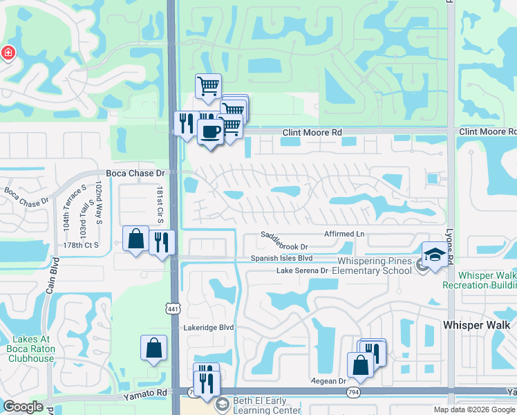 map of restaurants, bars, coffee shops, grocery stores, and more near 9767C Boca Gardens Parkway in Boca Raton