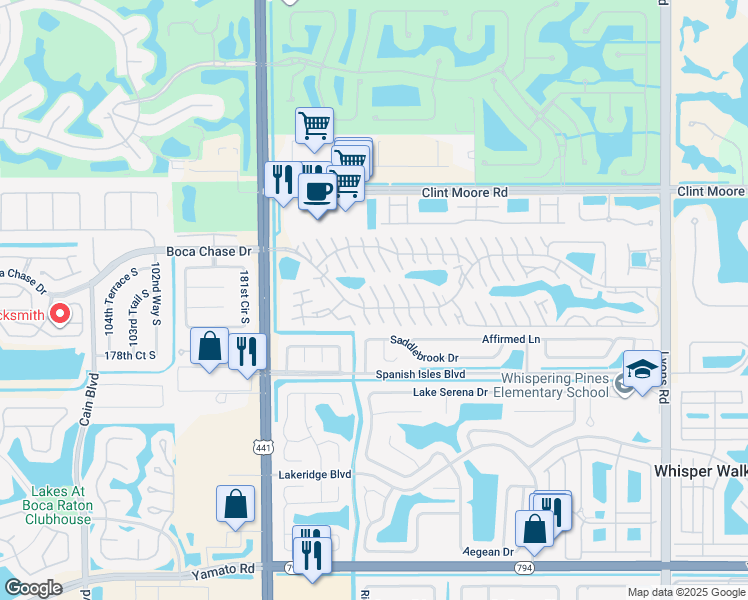 map of restaurants, bars, coffee shops, grocery stores, and more near 9767C Boca Gardens Parkway in Boca Raton