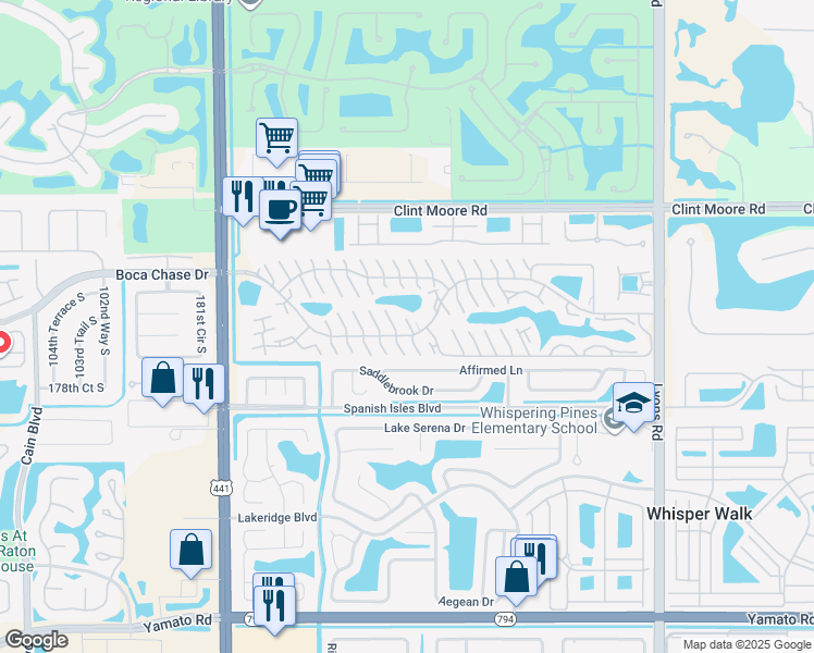 map of restaurants, bars, coffee shops, grocery stores, and more near 77 Boca Gardens Parkway in Boca Raton