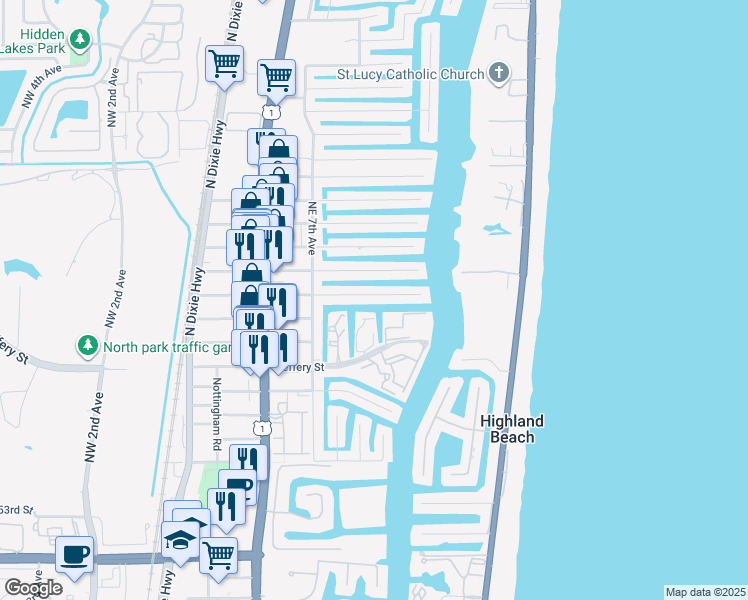 map of restaurants, bars, coffee shops, grocery stores, and more near 800 Glouchester Street in Boca Raton