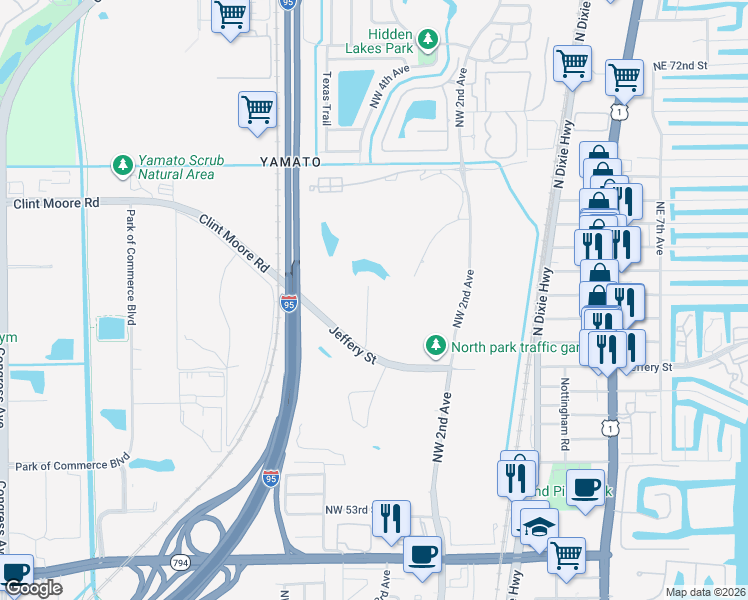 map of restaurants, bars, coffee shops, grocery stores, and more near 6168 Northwest 4th Avenue in Boca Raton