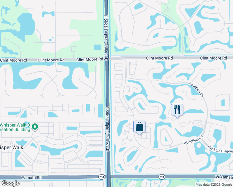 map of restaurants, bars, coffee shops, grocery stores, and more near 6279 Northwest 43rd Terrace in Boca Raton