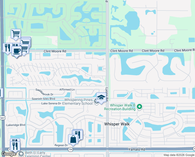 map of restaurants, bars, coffee shops, grocery stores, and more near 9082 Boca Gardens Parkway in Boca Raton