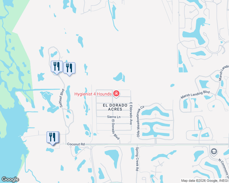 map of restaurants, bars, coffee shops, grocery stores, and more near 4591 Key Largo Lane in Bonita Springs