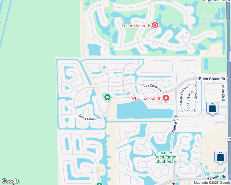 map of restaurants, bars, coffee shops, grocery stores, and more near 11000 Ladera Lane in Boca Raton