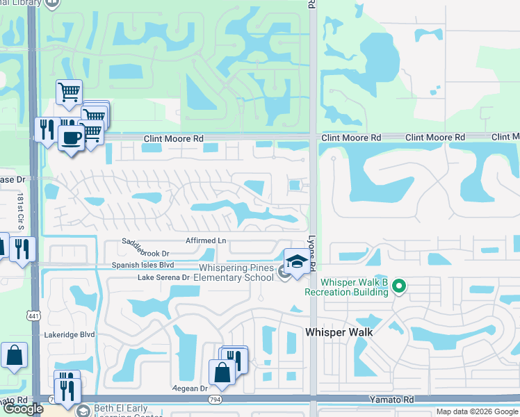 map of restaurants, bars, coffee shops, grocery stores, and more near 9172 Boca Gardens Parkway in Boca Raton