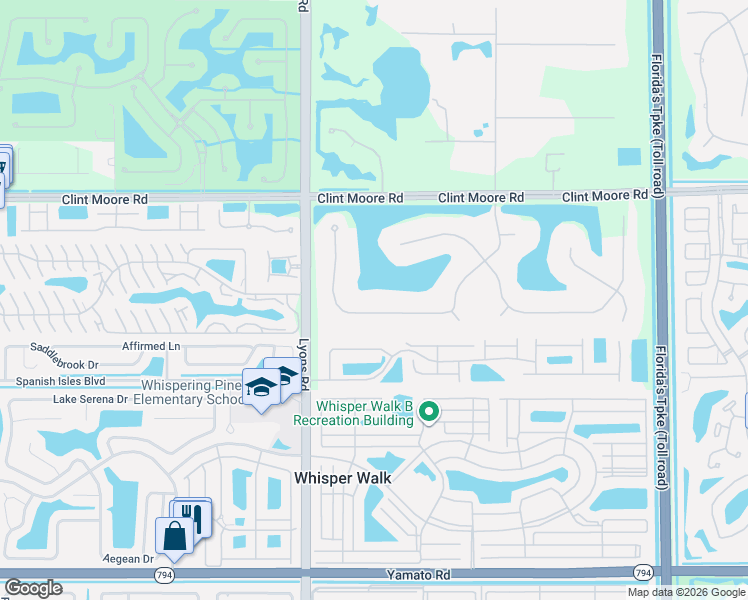 map of restaurants, bars, coffee shops, grocery stores, and more near 18559 Long Lake Drive in Boca Raton