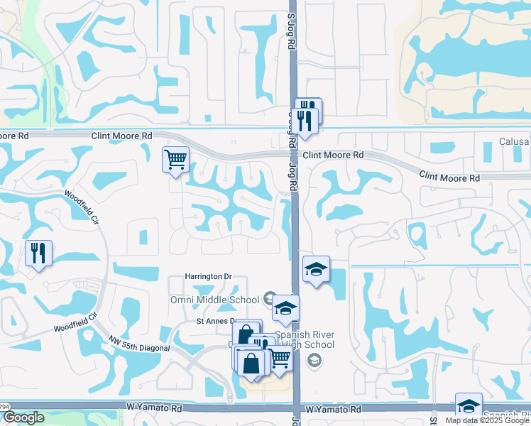 map of restaurants, bars, coffee shops, grocery stores, and more near 3024 Northwest 63rd Street in Boca Raton