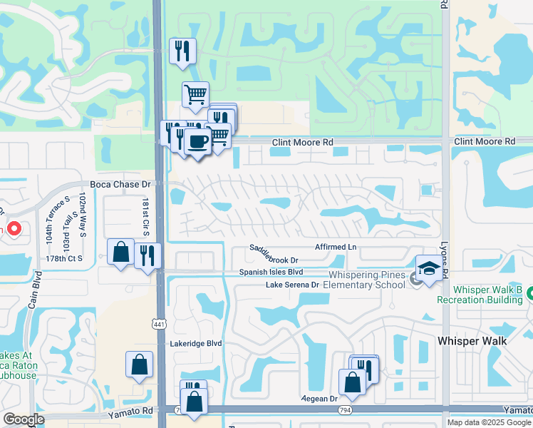 map of restaurants, bars, coffee shops, grocery stores, and more near 9623 Boca Gardens Parkway in Boca Raton