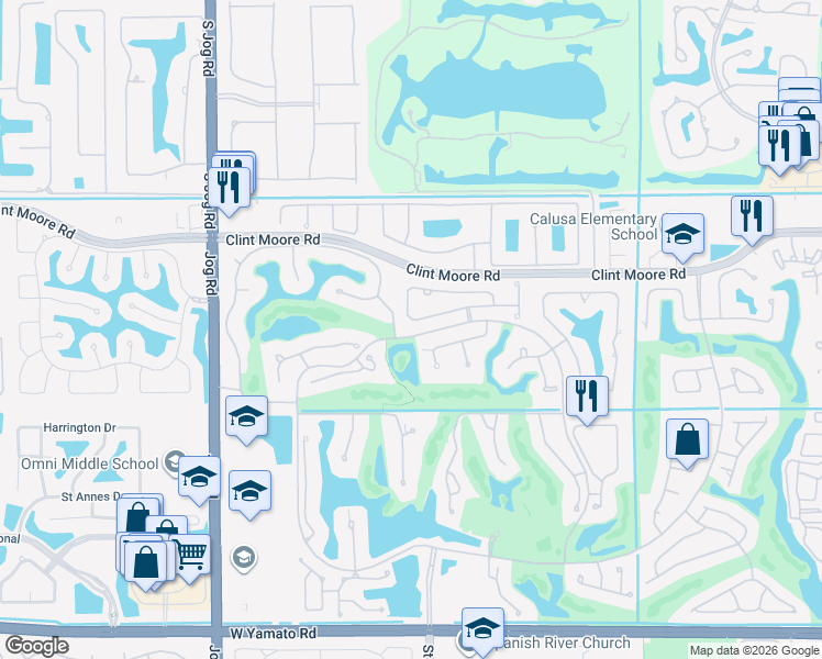 map of restaurants, bars, coffee shops, grocery stores, and more near 6301 Northwest 25th Way in Boca Raton