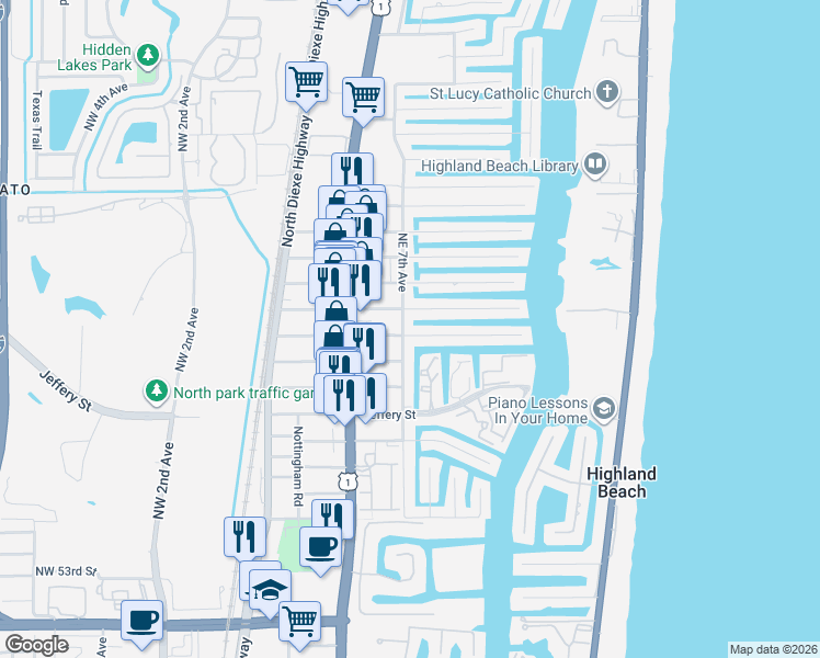 map of restaurants, bars, coffee shops, grocery stores, and more near 680 Glouchester Street in Boca Raton